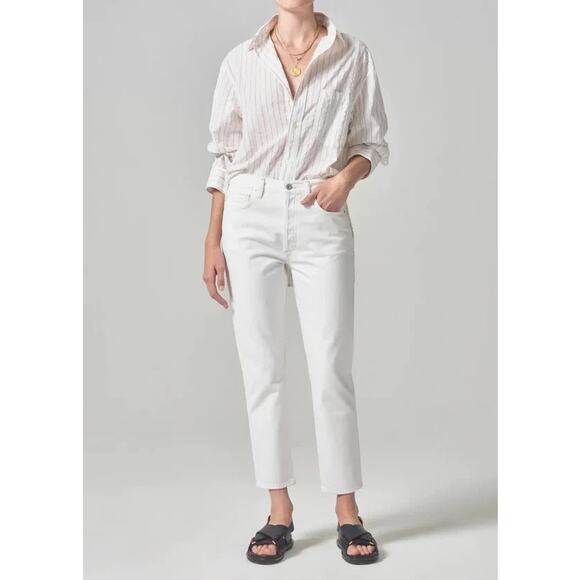Women's Size 28 Citizens of Humanity Charlotte Straight Hi-Waisted White Jean - Picture 1 of 9